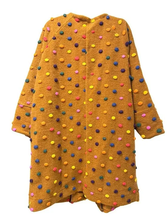 Farm Rio Caramel Polka Dot Rainbow Long Cardigan Sweater Jacket Medium NEW - Picture 6 of 9